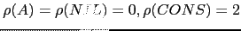 $ \rho(A) = \rho(NIL) = 0, \rho(CONS) = 2$